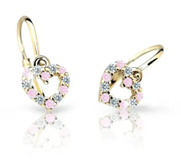 Cutie Jewellery Dětské náušnice ze žlutého zlata C2157-10-X-1 růžová