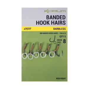 Korum háček s gumičkou banded hook hairs barbless - velikost 8