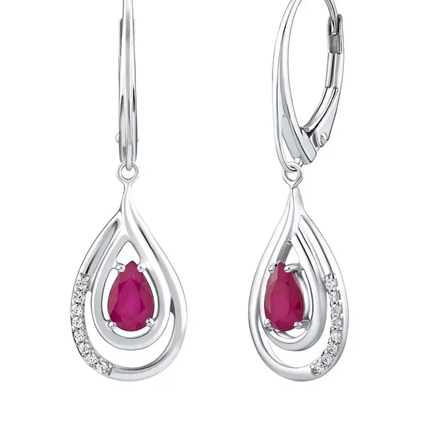 Silvego Luxusní stříbrné náušnice s rubíny a zirkony FWE10130R