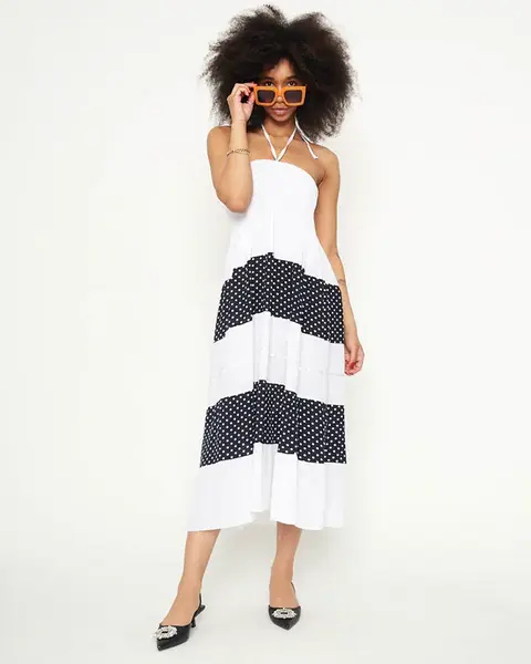 Resti White polka dot maxi skirt PLUS SIZE - Clothing