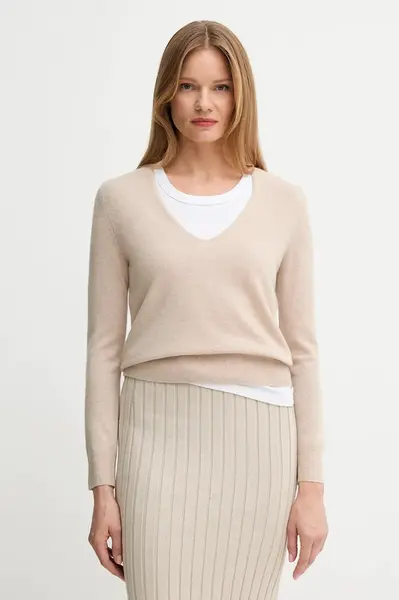 Vlněný svetr United Colors of Benetton dámský, béžová barva, 1002D401Y