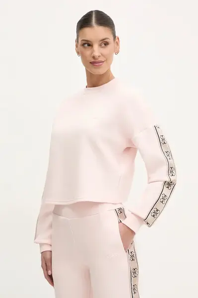 Mikina Guess CYMONE dámská, růžová barva, s aplikací, V3BQ16 KB3P2
