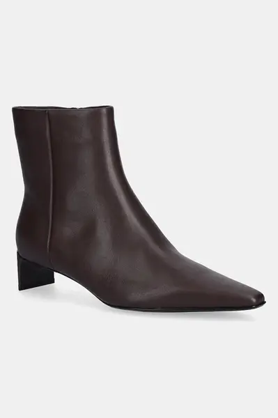 Calvin Klein Kožené kotníkové boty Calvin Klein SET BACK KITTEN HEEL ANKLE BOOT