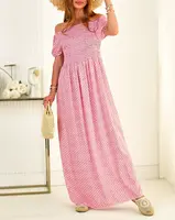 Resti Pink women's patterned midi dress - Clothing