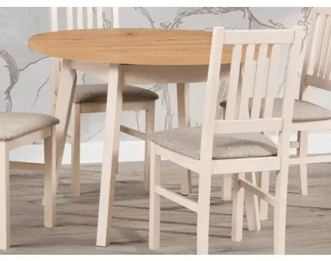 Kulatý jídelní stůl Norveg 100 cm, dub artisan/béžový kašmír