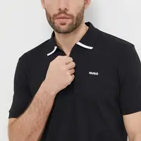 Bavlněné polo tričko HUGO černá barva, 50511721