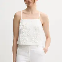 Bavlněná halenka Sisley dámská, bílá barva, s aplikací, 5WFQLH01G