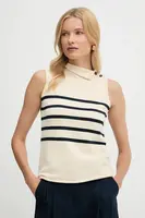 Bavlněná vesta Weekend Max Mara TROFEO dámská, béžová barva, s pologolfem, 2525366121600