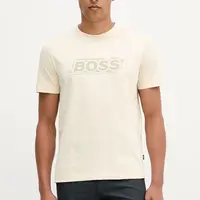 Bavlněné tričko BOSS Orange pánské, žlutá barva, s potiskem, 50546381