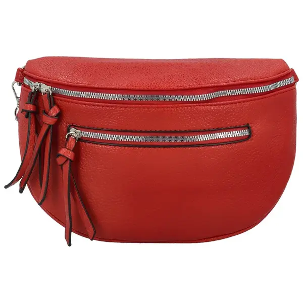 Módní dámská koženková kabelko-ledvinka Frieda, červená