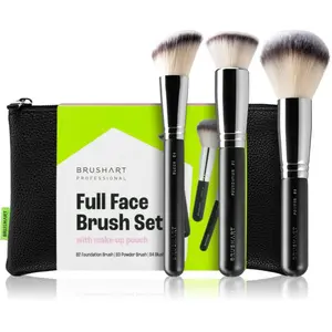 BrushArt Professional Full Face brush set with makeup pouch Sada štetcov s taštičkou Black