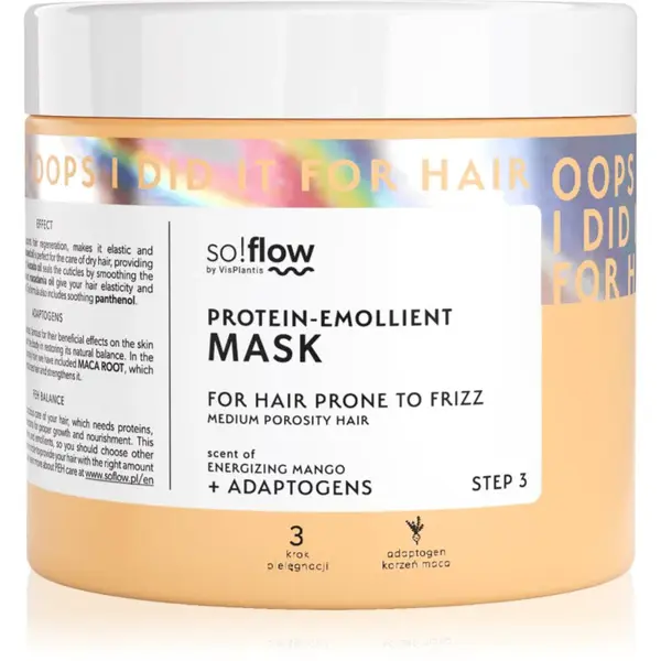 so!flow Medium Porosity Hair Protein-Emollient Mask maska na vlasy proti krepateniu 400 ml