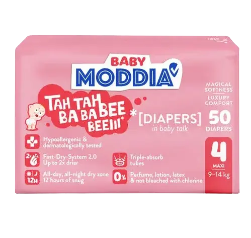 MODDIA BABY Jednorazové plienky 4 Maxi (9–14 kg) 50 ks