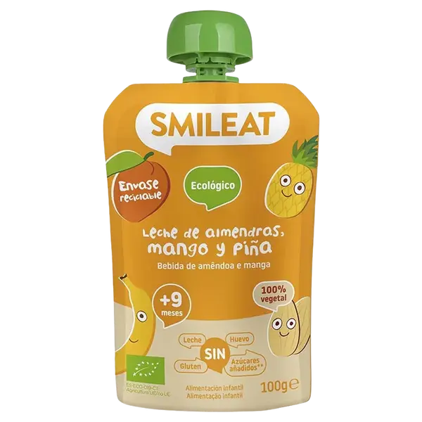 SMILEAT BIO vrecko mandľové mlieko, jablko, ananás, mango a banán 9M+ 100 g