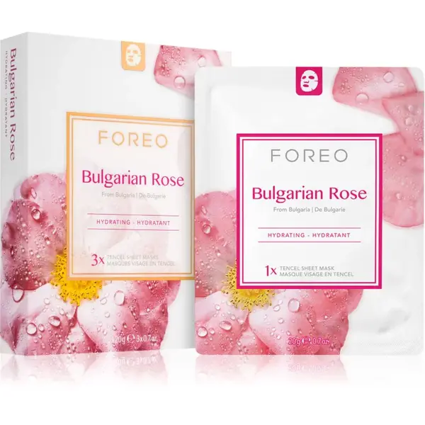 FOREO Farm to Face Sheet Mask Bulgarian Rose hydratačná plátienková maska 3x20 ml