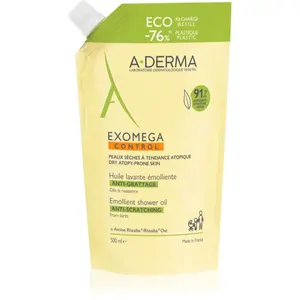 A-Derma Exomega Control Emollient Shower Oil zvláčňujúci sprchový plej náhradná náplň 500 ml