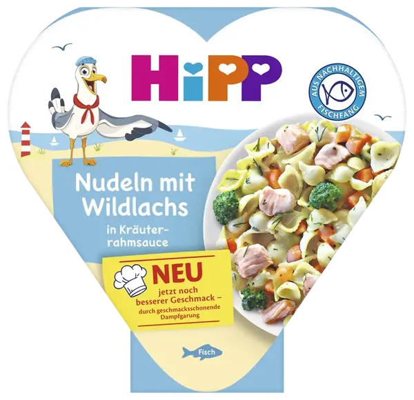 HIPP BIO príkrm Cestoviny s divokým lososom as bylinkovo-smotanovou omáčkou 250 g