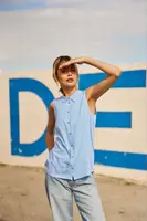 Marisse Blue Striped Viscose Shirt