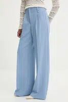 Kalhoty Answear.LAB dámské, modrá barva, široké, high waist