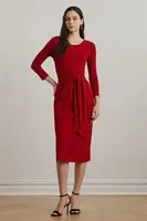 Šaty Lauren Ralph Lauren červená barva, midi, přiléhavé, 200973598