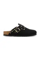 Semišové pantofle Birkenstock Boston Rivet dámské, černá barva, 1030491