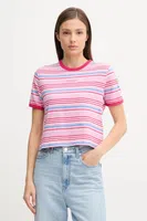 Bavlněné tričko Tommy Jeans dámské, růžová barva, DW0DW21391