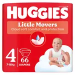HUGGIES dětské plenky Little Movers 4 velikost 7-18 kg 66 kusů
