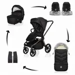 Set kočárek Move Cross 5X + fusak Fluffy Combi + rukavice Fluffy 2, Quartz Black