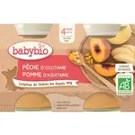 BABYBIO Broskev a jablko 2x130 g