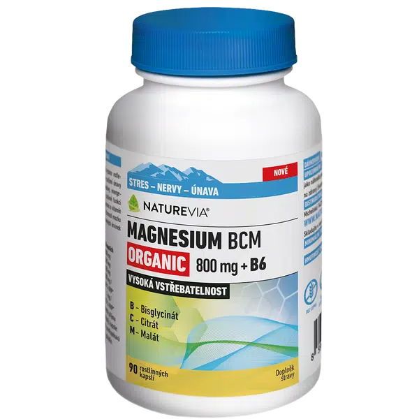 NATUREVIA Magnesium organic BCM 800 mg + B6, 90 kapslí