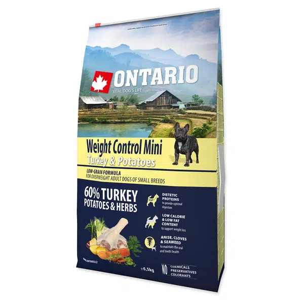 ONTARIO Dog Mini Weight control turkey & potatoes granule pro psy, Hmotnost balení (g): 2,25 kg