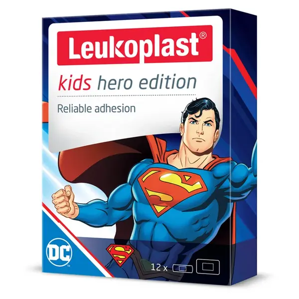 LEUKOPLAST Kids HERO Superman náplast 2 velikosti 12 kusů
