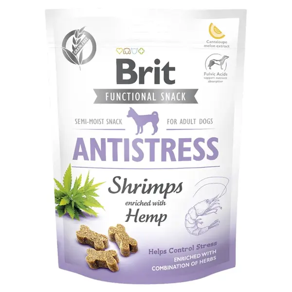 BRIT Care Functional Snack Antistress Shrimps s krevetami a konopím pro psy 150 g
