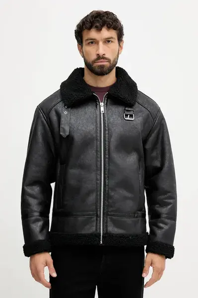 Bunda Lindbergh černá barva, přechodná, oversize, 30-301124