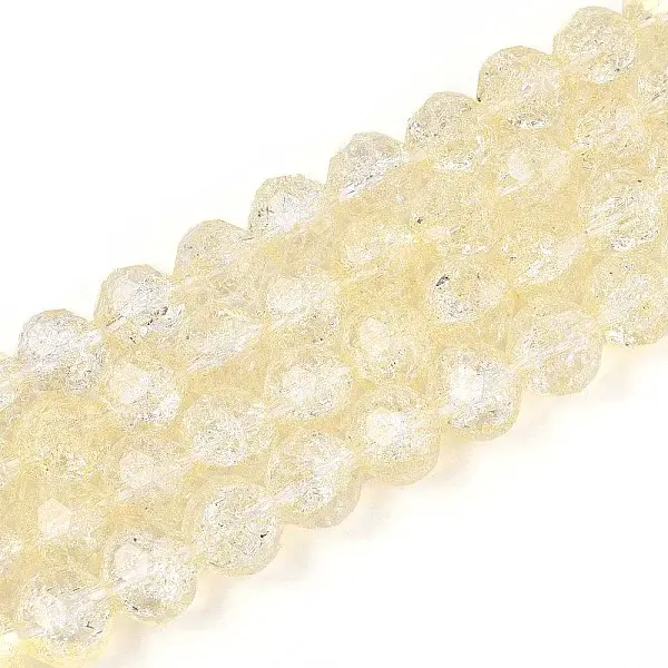 Transparent Crackle Glass Beads Strands