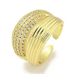 Rack Plating Brass Micro Pave Cubic Zirconia Open Cuff Rings for Women