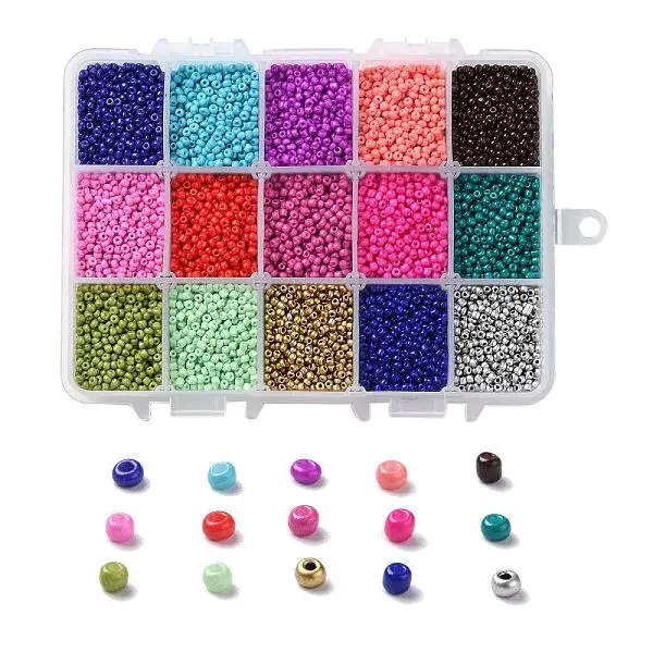 375G 15 Colors Baking Paint K9 Glass Seed Beads