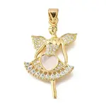 Brass Micro Pave Cubic Zirconia Shell Pendants