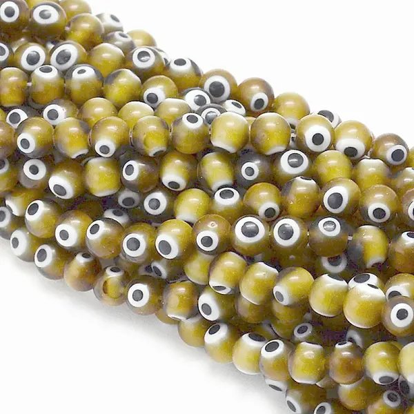 Handmade Evil Eye Lampwork Round Bead Strands
