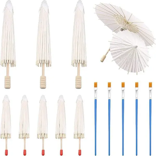 14Pcs 3 Styles DIY Blank Craft Paper Umbrella