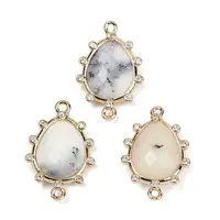Natural White African Opal Faceted Connector Charms