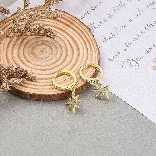 Brass Micro Pave Clear Cubic Zirconia Huggie Hoop Earrings