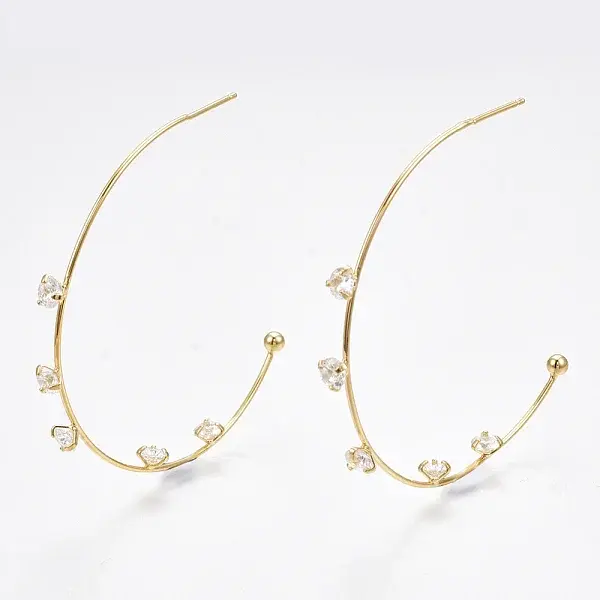 Brass Cubic Zirconia Stud Earrings