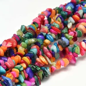 Natural Chip Dyed Shell Bead Strands