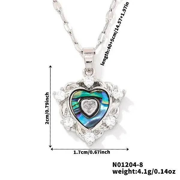 Brass Clear Cubic Zirconia Heart-shaped Pendant Necklaces