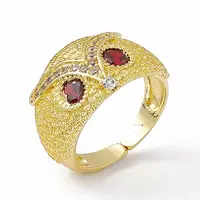 Cubic Zirconia Owl Open Cuff Rings