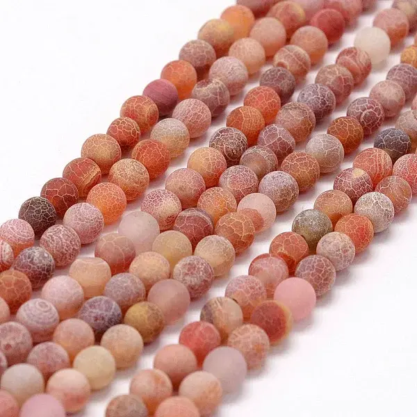 Frosted Natural Agate Beads Strands