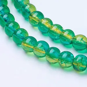 Spray Painted Crackle Glass Beads Strands