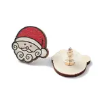 Christmas Printed Wooden Stud Earrings