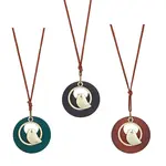 3Pcs 3 Colors Alloy Flat Round with Bird Pendant Necklaces Set with Faux Suede Cords